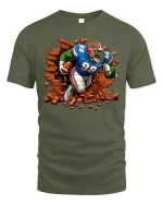 Fierce Gator Football Tee for Game Day Power - military green t-shirt on white background