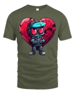 Cool Heart Soldier Tee for Love and Battle Fans - military green t-shirt on white background