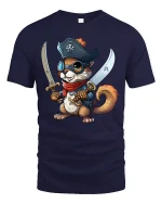 Cute Pirate Squirrel Tee for Funny Adventure Fans - navy t-shirt on white background