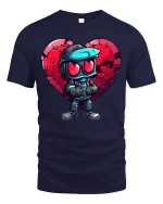 Cool Heart Soldier Tee for Love and Battle Fans - navy t-shirt on white background