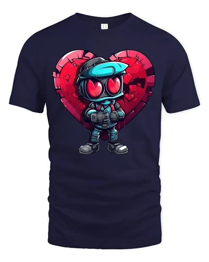 Cool Heart Soldier Tee for Love and Battle Fans - navy t-shirt on white background