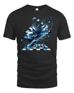 Chess King Galaxy Mind Art Tee for Players and Thinkers - black t-shirt on white background