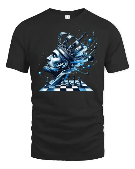 Chess King Galaxy Mind Art Tee for Players and Thinkers - black t-shirt on white background