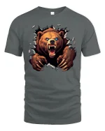Savage Bear Breakthrough Claw Attack Graphic Tee for Men - gray t-shirt on white background