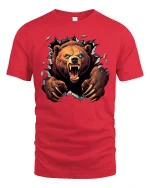 Savage Bear Breakthrough Claw Attack Graphic Tee for Men - red t-shirt on white background