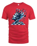 Chess King Galaxy Mind Art Tee for Players and Thinkers - red t-shirt on white background