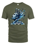 Chess King Galaxy Mind Art Tee for Players and Thinkers - military green t-shirt on white background