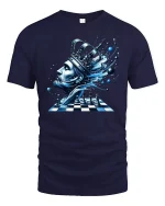 Chess King Galaxy Mind Art Tee for Players and Thinkers - navy t-shirt on white background