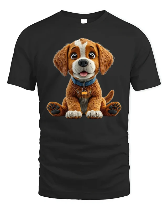 Adorable Puppy Face Tee Cute Dog Lover T-Shirt Gift - black t-shirt on white background