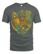 Neon Reaper Surf Tee Vintage Skull Beach Vibe Tshirt - gray t-shirt on white background