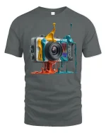 Color Splash Camera Art Tee for Creative Photographers - gray t-shirt on white background