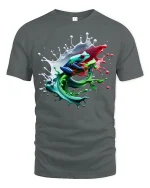 Color Splash Frog Art Tee for Nature Lovers - gray t-shirt on white background