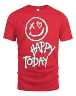 Happy Today Smiley Tee Positive Vibes Graphic Tshirt - red t-shirt on white background