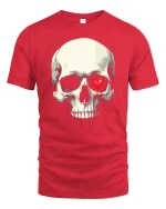 Bleeding Heart Skull Tee Dark Love Graphic Tshirt - red t-shirt on white background