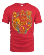 Neon Reaper Surf Tee Vintage Skull Beach Vibe Tshirt - red t-shirt on white background