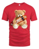 Skater Teddy Bear Cute Skateboard Street Style Graphic Tee - red t-shirt on white background