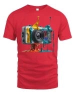 Color Splash Camera Art Tee for Creative Photographers - red t-shirt on white background