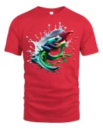 Color Splash Frog Art Tee for Nature Lovers - red t-shirt on white background
