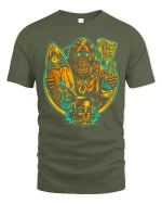 Neon Reaper Surf Tee Vintage Skull Beach Vibe Tshirt - military green t-shirt on white background