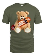 Skater Teddy Bear Cute Skateboard Street Style Graphic Tee - military green t-shirt on white background