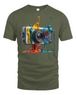 Color Splash Camera Art Tee for Creative Photographers - military green t-shirt on white background