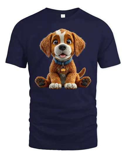 Adorable Puppy Face Tee Cute Dog Lover T-Shirt Gift - navy t-shirt on white background