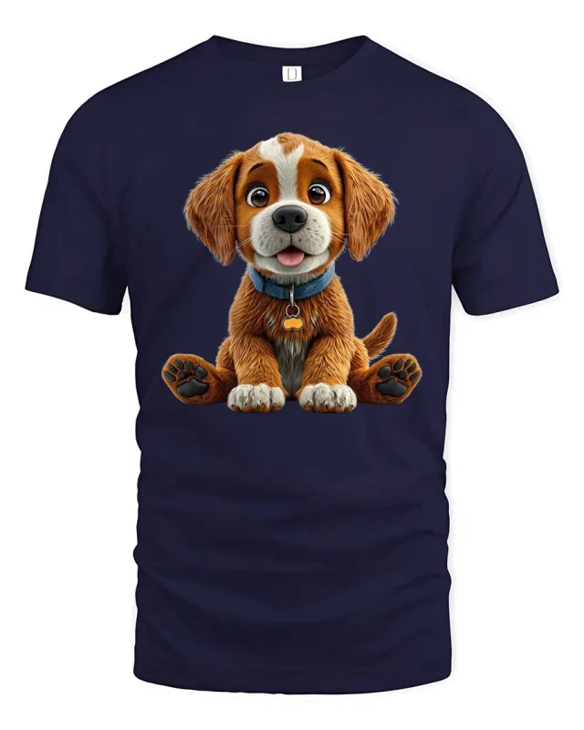 Adorable Puppy Face Tee Cute Dog Lover T-Shirt Gift - navy t-shirt on white background