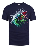 Color Splash Frog Art Tee for Nature Lovers - navy t-shirt on white background