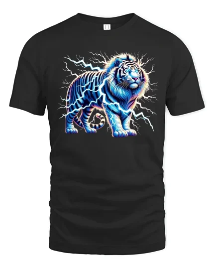 Electric Tiger Power Graphic Tee for Bold Spirits - black t-shirt on white background