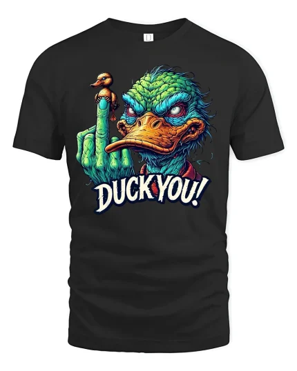 Funny Duck You Graphic Tee for Bold Humor Fans - black t-shirt on white background