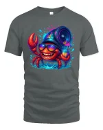 Party Crab Graphic Tee with Summer Beach Vibes - gray t-shirt on white background