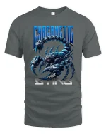Cybernetic Sting Scorpion Graphic Tee for Men - gray t-shirt on white background