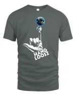 Hang Loose Earth Moon Graphic Tee for Chill Vibes - gray t-shirt on white background