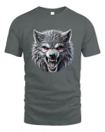 Fierce Wolf Head Graphic Tee for Alpha Vibes - gray t-shirt on white background