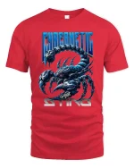Cybernetic Sting Scorpion Graphic Tee for Men - red t-shirt on white background