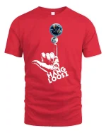 Hang Loose Earth Moon Graphic Tee for Chill Vibes - red t-shirt on white background