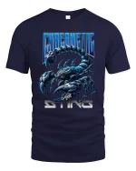 Cybernetic Sting Scorpion Graphic Tee for Men - navy t-shirt on white background