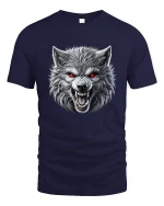 Fierce Wolf Head Graphic Tee for Alpha Vibes - navy t-shirt on white background