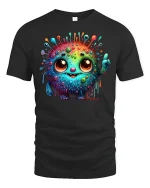Cute Rainbow Monster T-Shirt - black t-shirt on white background