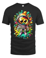 Colorful Astronaut T-Shirt Funny Cosmic Tee - black t-shirt on white background