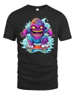 Funny Skateboard Monster T-Shirt - black t-shirt on white background