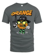 Gangster Orange T-Shirt Funny Cool Fruit Tee - gray t-shirt on white background