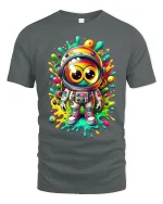 Colorful Astronaut T-Shirt Funny Cosmic Tee - gray t-shirt on white background