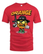 Gangster Orange T-Shirt Funny Cool Fruit Tee - red t-shirt on white background