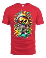 Colorful Astronaut T-Shirt Funny Cosmic Tee - red t-shirt on white background