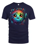 Cute Rainbow Monster T-Shirt - navy t-shirt on white background