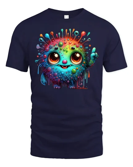 Cute Rainbow Monster T-Shirt - navy t-shirt on white background