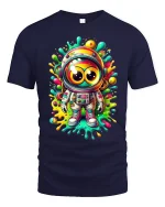 Colorful Astronaut T-Shirt Funny Cosmic Tee - navy t-shirt on white background