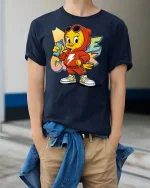 Cool Street Chick T-Shirt - model wearing navy tee with hands in pockets