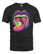 Trippy Eyeball Mouth Graphic Tee for Bold Souls - black t-shirt on white background